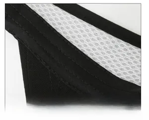 Close-up of moisture-wicking honeycomb mesh sweatband on a black visor hat