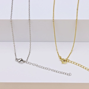 Adjustable 18k gold and silver necklaces with lobster clasp and extension chain