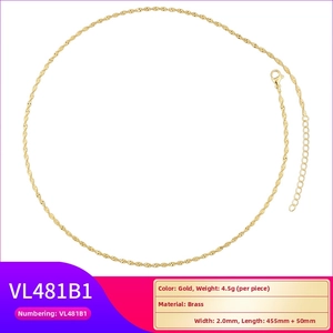 Macro detail of a 2mm gold twisted rope chain with lobster clasp and adjustable link