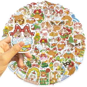 50pcs holographic Christmas cow stickers set for laptop decoration and DIY luggage