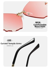 Detail of pink gradient lenses with golden bridge and comfortable silicone nose pads