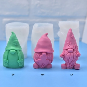 S/M/L gnome silicone molds for soap and candles with clover leaf Irish festival theme