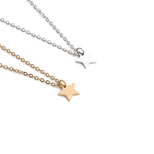 Pentagram Star Pendant Necklace Polished Stainless Steel Laser Cut O-Chain Minimalist Fashion Jewelry For Men Women