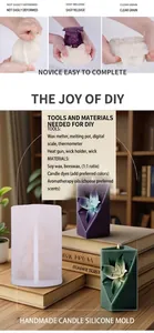 Macro view of geometric lily silicone mold with detailed flower candles for DIY crafts