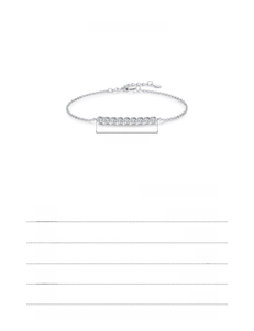 Detail of 925 sterling silver bracelet with nine 0.06Ct stones and heart charm extension