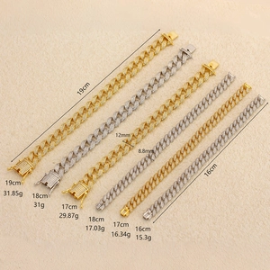 Bracciali a catena cubana S925 in argento sterling con finiture oro e argento