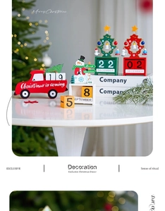 Detailed view of creative wooden Christmas advent calendars on a festive tabletop display