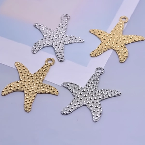 304 stainless steel starfish pendants with hammered texture in gold and silver