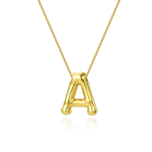 Polished 18K gold-plated balloon letter A pendant necklace with glossy finish reflection
