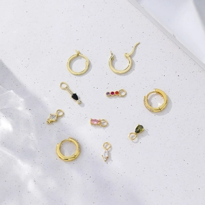 S925 Plata de Ley Circonia Colgante Gota de Agua Para Mujer Chapado en Oro DIY Charm Para Collar Pendiente Accesorios Joyería