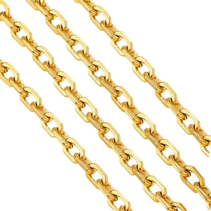 Gold stainless steel rectangle link chain necklace with high-gloss polished finish