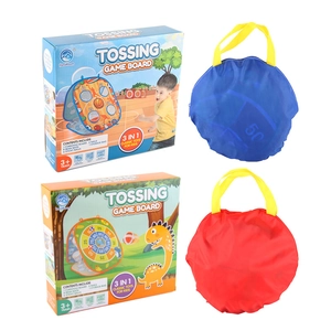 3-in-1 children's dinosaur bean bag toss game set with storage bags for indoor outdoor play