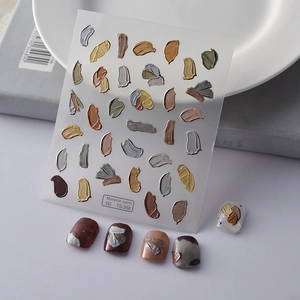 5D Embossed Nail Art Stickers Morandi Oil Painting Style Self Adhesive French Manicure Professional DIY Decor Women