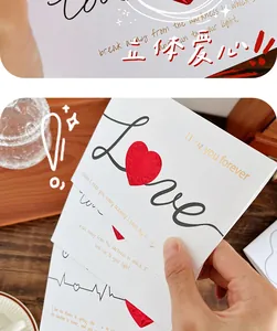 Detail of 3D pop-up heart card with Love text and I love you forever gold foil script