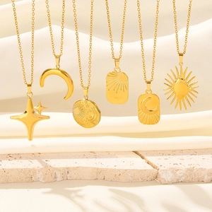 Vintage 18k gold plated stainless steel necklaces featuring celestial moon and star pendants