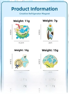 Detail specifications of Sanya theme zinc alloy fridge magnets with beach motifs
