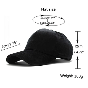 Black velvet baseball cap with adjustable size 54-60cm and wide curved brim for unisex