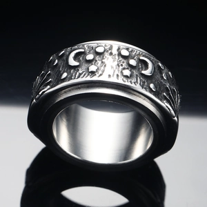 Vintage rotating sun moon and star spinning ring made of durable stainless steel