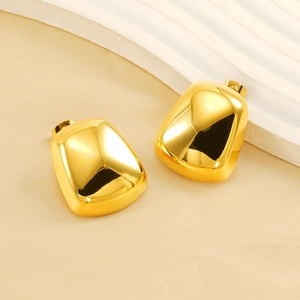Orecchini geometrici a bottone placcati oro 18K per donna con finitura in metallo minimalista