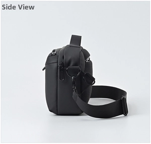 Side view of casual men's crossbody bag with waterproof nylon and breathable mesh back