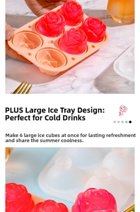 Detail of 6-cavity rose flower silicone ice mold for whiskey with large ice cubes