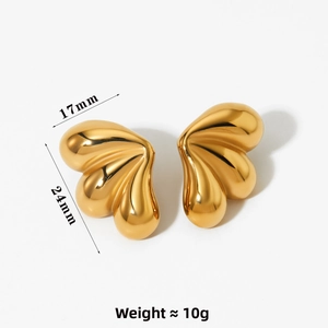 Detailed dimensions of minimalist golden butterfly wing earrings showing 24mm height