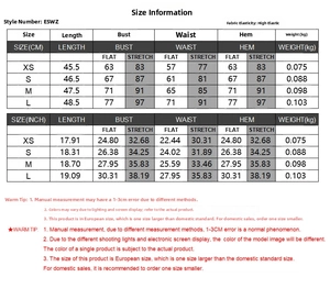 Detailed size chart table for women Y2K knitted vest showing dimensions in cm and inches