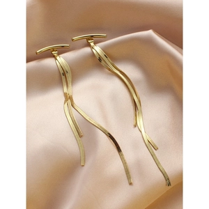 Minimalist Long Tassel Dangle Earrings Alloy Snake Bone Chain With 925 Sterling Silver Earring Post Elegant Women Jewelry