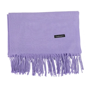 Écharpe épaisse violette texture cachemire avec franges élégantes et étiquette matière