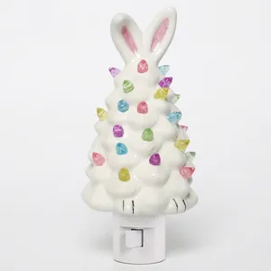 Luminous ceramic Halloween tree night light with colorful beads and bunny ears design