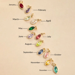 Set of 12 oval birthstone pendants with 18K gold plating for DIY jewelry necklaces