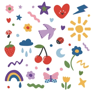 Colorful rainbow and fruit cartoon wall stickers for kids nursery room decoration