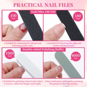 Detail of 100/180 grit nail file and 1000/4000 grit buffer for professional manicure use