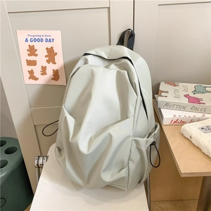 Minimalist Pleated Nylon Backpack Large Capacity Leisure Travel Schoolbag Versatile Korean Style For Women Men