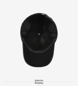 Interior display of winter baseball cap showing seam reinforcement and warm fabric lining