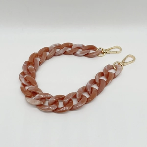 Dusty pink marble acrylic bag chain strap with gold metal lobster clasps for DIY purses
