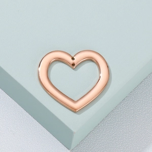 Minimalist heart-shaped rose gold stainless steel pendant with double holes for DIY jewelry