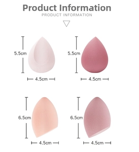 Detailed dimensions of teardrop and slanted cut makeup sponges with 4.5cm width