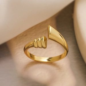 Geometric Asymmetric Open Ring Copper 18K Gold Plated Minimalist Adjustable Fashion Finger Jewelry For Women
