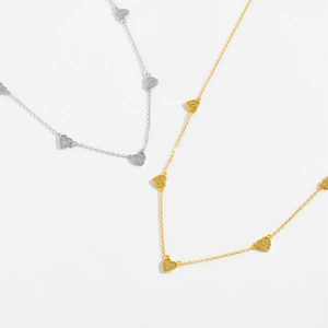 Elegant S925 silver heart pendant necklaces with white zircon in gold and silver finishes
