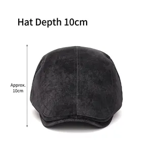 Men's dark grey vintage beret with adjustable fit and a 10cm deep cap height design