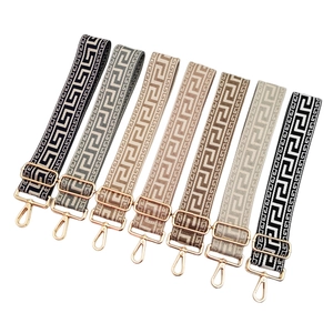 Adjustable 5cm jacquard handbag straps with Greek meander pattern and gold hardware