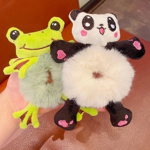 Chouchous peluche mignons grenouille et panda pour enfants élastiques doux et poilus