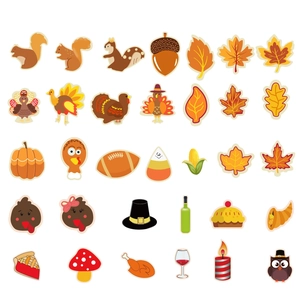 31-piece Thanksgiving DIY sticker set with turkey, pumpkin and maple leaf patterns