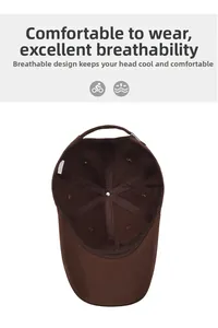 Detail view of cotton baseball cap interior featuring breathable seams and quality wash label