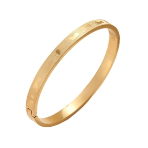 Polished gold titanium steel bangle featuring creative small footprints pattern