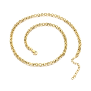 Minimalist gold cross chain necklace with interlocking circles and lobster clasp