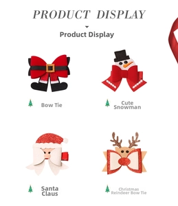 Detail display of four Christmas hair clips including Santa, Snowman and Reindeer motifs