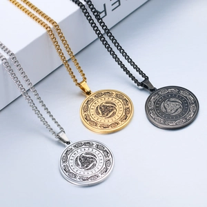 Nordic Viking rune necklaces with Celtic knot pendants in silver, gold, and black steel