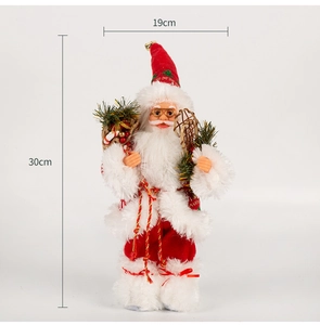 Detailed view of plush Santa Claus figure with dimensions showing 19cm by 30cm size